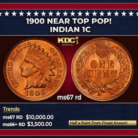 1900 Indian Cent Near Top Pop! 1c ms67 rd SEGS