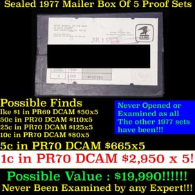 Original sealed box 5- 1977 United States Mint Proof Sets