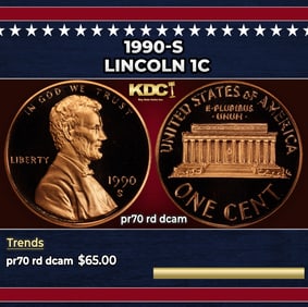 1990-s Proof Lincoln Cent 1c pr70 rd dcam SEGS