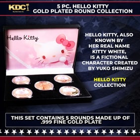 5 Coin Hello Kitty Gold Plated Round Collection
