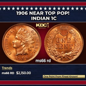 1906 Indian Cent Near Top Pop! 1c ms66 rd SEGS