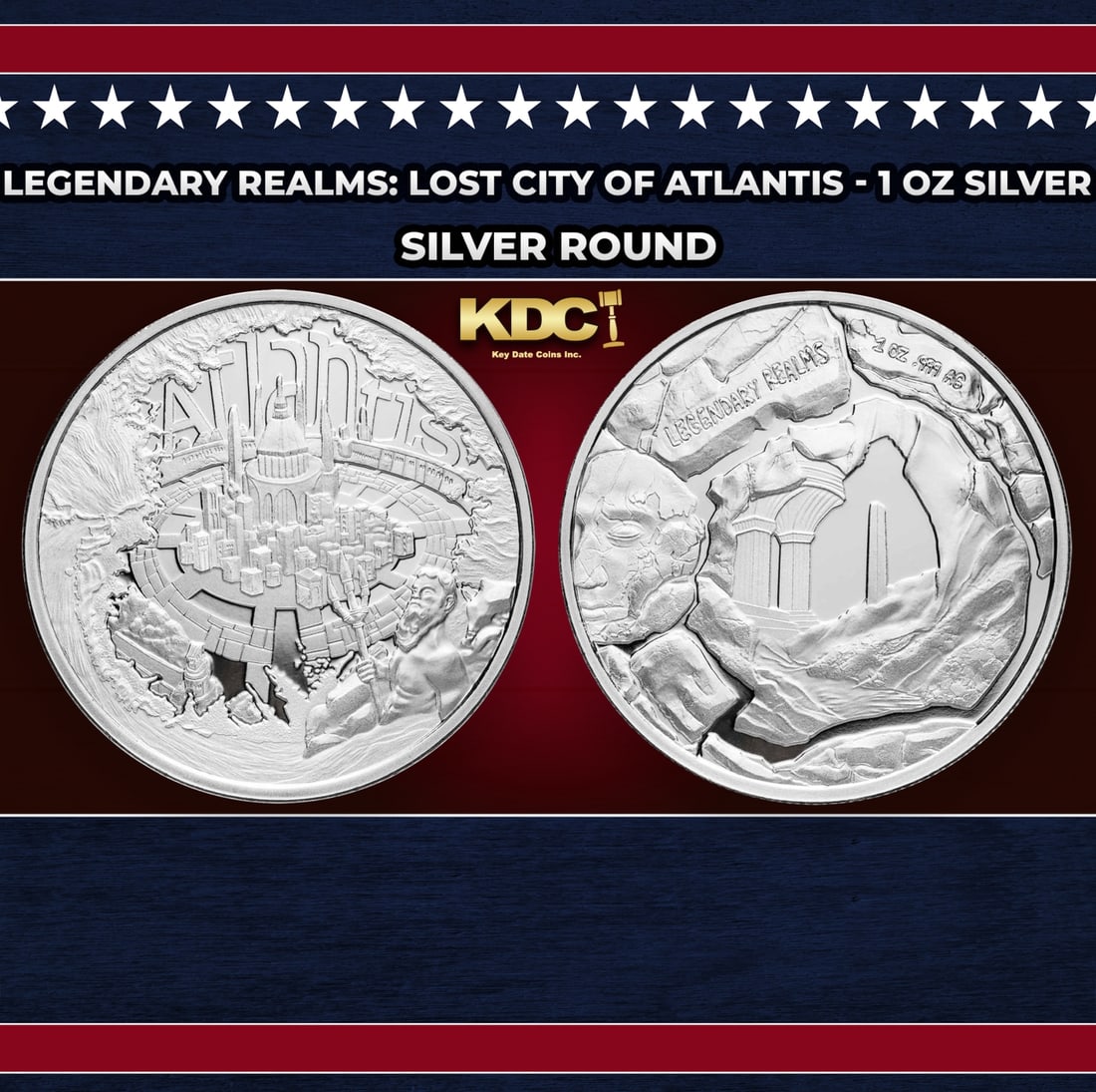 Legendary Realms: Lost City of Atlantis - 1 oz Silver Round Round (1 of 3)