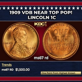 1909 VDB Lincoln Cent Near Top Pop! 1c ms67 rd SEGS