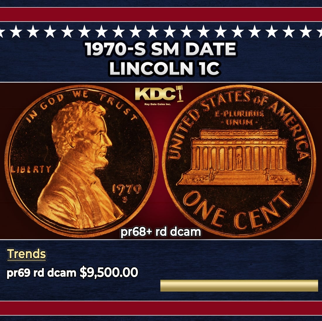 1970-s Sm Date Proof Lincoln Cent 1c pr68+ rd dcam SEGS (1 of 3)