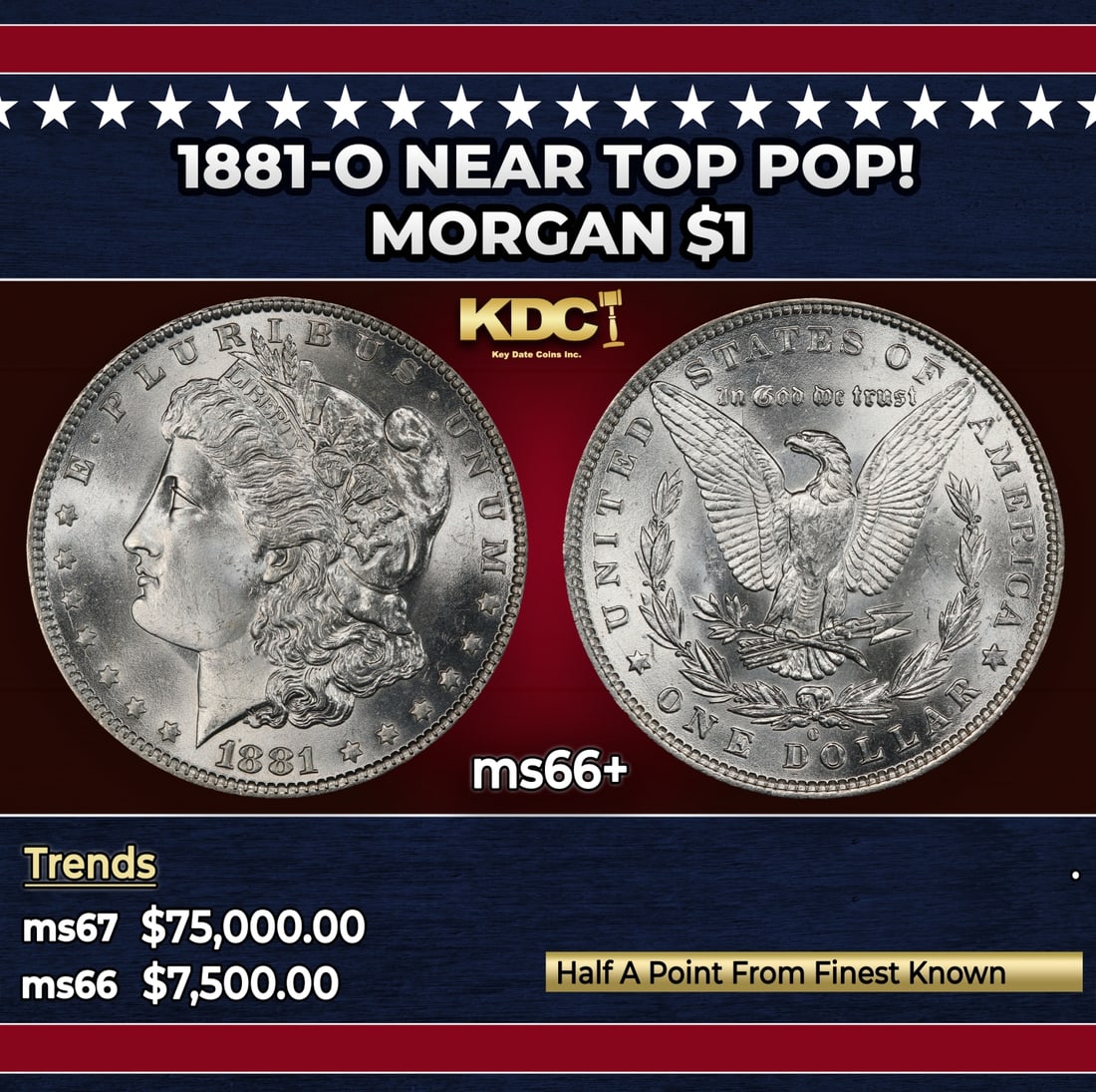 1881-o Morgan Dollar Near Top Pop! $1 ms66+ SEGS (1 of 3)