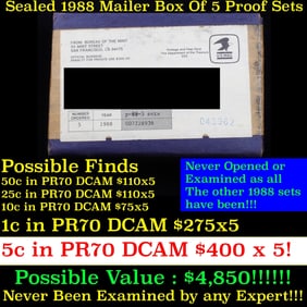 Original sealed box 5- 1988 United States Mint Proof Sets.