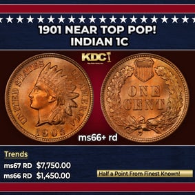 1901 Indian Cent Near Top Pop! 1c ms66+ rd SEGS