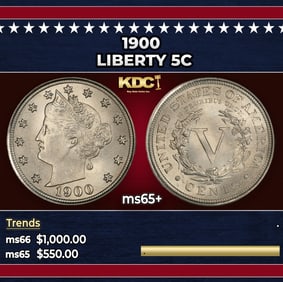 1900 Liberty Nickel 5c ms65+ SEGS