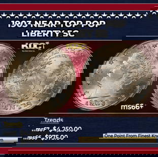 1903 Liberty Nickel Near Top Pop 5c ms66+ SEGS: 1903 Near Top Pop Liberty Nickel 5c ms66+ SEGS.