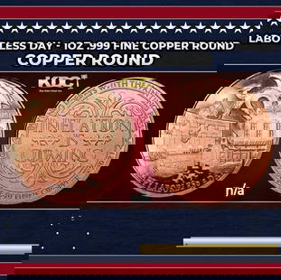 Laborless Day - 1oz .999 Fine Copper Round: Laborless Day - 1oz .999 Fine Copper Round.