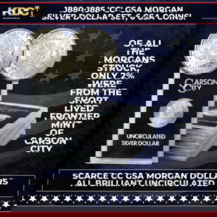 1880-1885 'CC' GSA Morgan Silver Dollar Set, 6 GSA Coins!: 1880-1885 'CC' GSA Morgan Silver Dollar Set, 6 GSA Coins!. Now you can own a 6-coin set of scarce "CC" Morgan dollars still sealed in original government holders. Of all the Morgans struck,
