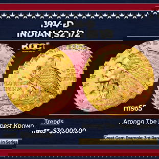 1914-d Gold Indian Quarter Eagle $2 1/2 ms65 SEGS: 1914-d Gold Indian Quarter Eagle $2 1/2 ms65 SEGS. Per David Akers Of PCGS "he 1914-D is the third rarest issue of the series but there is more of a difference in rarity between it and the two dates a