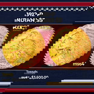 1912-p Gold Indian Half Eagle $5 ms64 USCG: 1912-p Gold Indian Half Eagle $5 ms64 USCG.