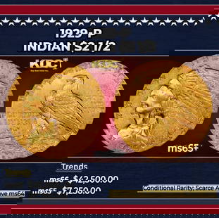 1929-p Gold Indian Quarter Eagle $2 1/2 ms65+ SEGS: 1929-p Gold Indian Quarter Eagle $2 1/2 ms65+ SEGS. Per David Akers Of PCGS "This is an unusual issue in that it is easy to find in MS-63 or lower condition but surprisingly difficult to locate in MS-