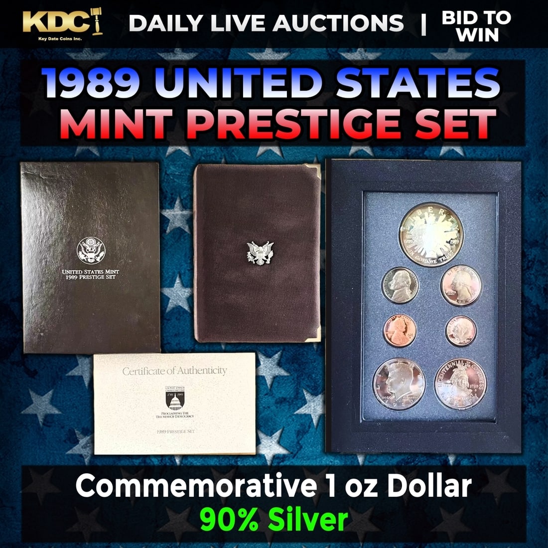 1989 United States Mint Prestige Proof Set 7 Coins W/ Box & COA (1 of 1)