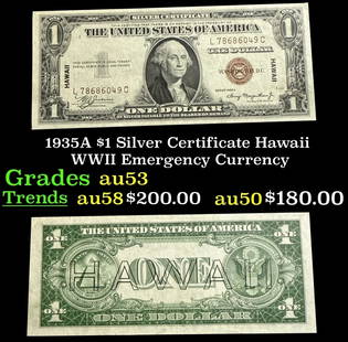 1935A $1 Silver Certificate Hawaii WWII Emergency Currency Grades Select AU: 1935A $1 Silver Certificate Hawaii WWII Emergency Currency Grades Select AU. FR-2300 Signatures of Julian & Morgenthau WWII Emergency Currency. It was the darkest days of World War II, just after Pear
