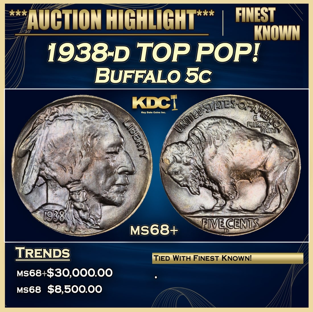 1938-d Buffalo Nickel TOP POP! 5c ms68+ SEGS (1 of 1)