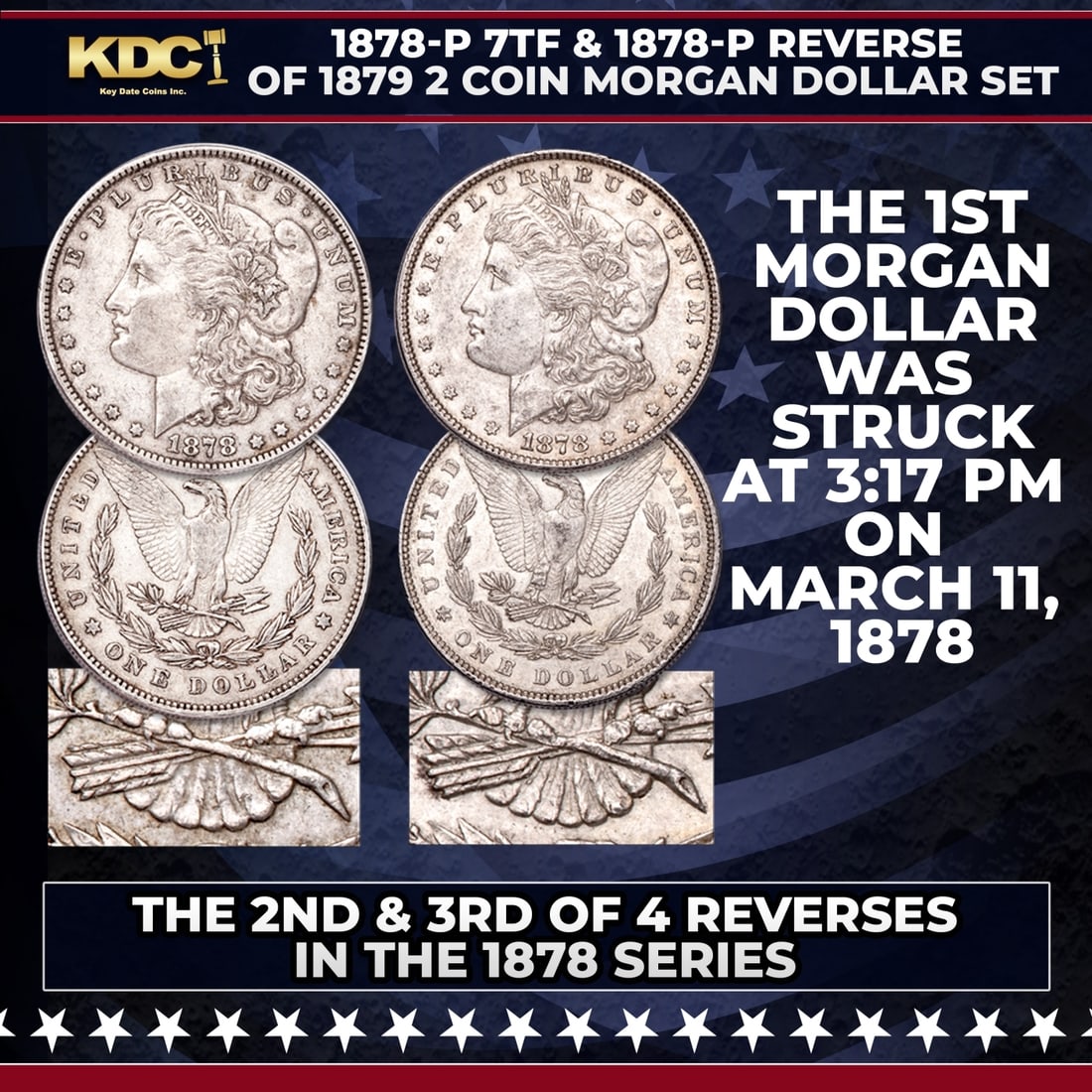 1878-p 7tf & 1878-p Reverse of 1879 2 Coin Morgan Dollar Set (1 of 1)
