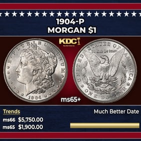 1904-p Morgan Dollar $1 ms65+ SEGS