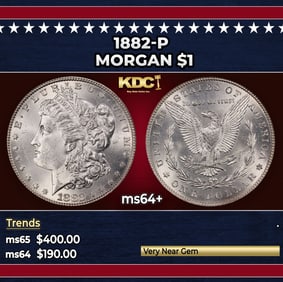 1882-p Morgan Dollar $1 Grades ms64+