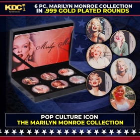 6 Coin Marilyn Monroe Gold Plated Round Collection #5 POP CULTURE ICON