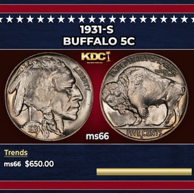 1931-s Buffalo Nickel 5c Grades ms66