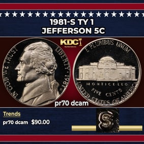 1981-s Ty 1 Proof Jefferson Nickel 5c pr70 dcam SEGS