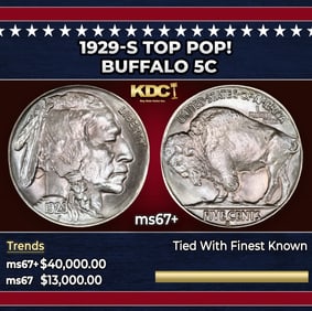 1929-s Buffalo Nickel TOP POP! 5c ms67+ SEGS