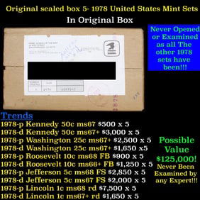 Original sealed Box of 5x 1978 United States Mint Set's