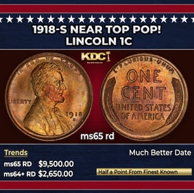 1918-s Lincoln Cent Near Top Pop! 1c ms65 rd SEGS