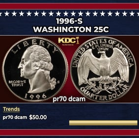 1996-s Proof Washington Quarter 25c pr70 dcam SEGS