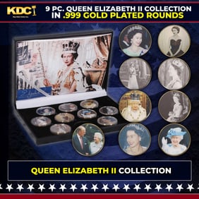 9 Coin Queen Elizabeth II Gold Plated Round Collection #5