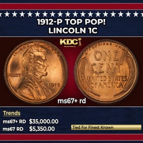 1912-p Lincoln Cent TOP POP! 1c ms67+ rd SEGS