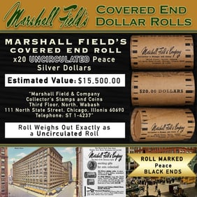 MARSHALL FIELDS RARE UNC Black Lvl 20 Coin Peace Roll