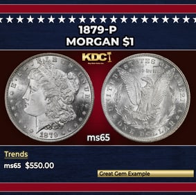1879-p Morgan Dollar $1 Grades ms65