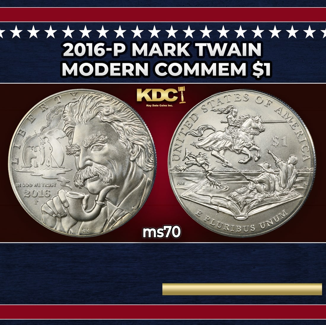 2016-p Mark Twain Modern Commem Dollar $1 ms70 SEGS (1 of 3)