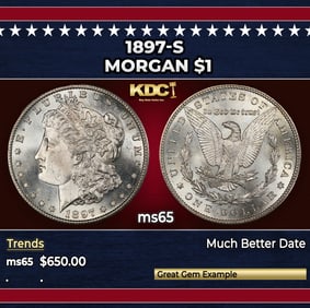 1897-s Morgan Dollar $1 Grades ms65