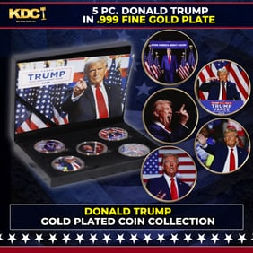 5 Coin President Donald Trump Gold Plated Round Collection