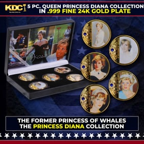 5 Coin Princess Diana V Gold Plated Round Collection