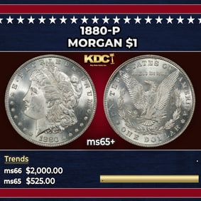 1880-p Morgan Dollar $1 ms65+ SEGS