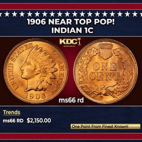 1906 Indian Cent Near Top Pop! 1c ms66 rd SEGS