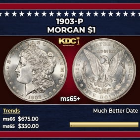 1903-p Morgan Dollar $1 Grades ms65+