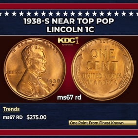 1938-s Lincoln Cent Near Top Pop 1c ms67 rd SEGS
