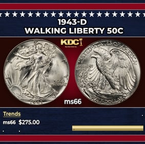 1943-d Walking Liberty Half Dollar 50c Grades ms66