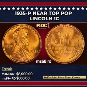 1935-p Lincoln Cent Near Top Pop 1c ms68 rd SEGS
