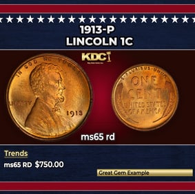 1913-p Lincoln Cent 1c Grades ms65 rd