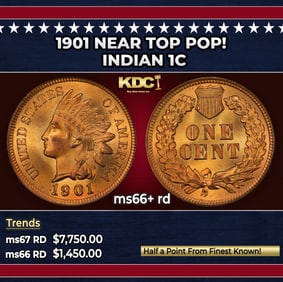 1901 Indian Cent Near Top Pop! 1c ms66+ rd SEGS