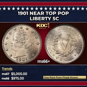 1901 Liberty Nickel Near Top Pop 5c ms66+ SEGS