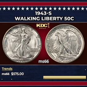 1943-s Walking Liberty Half Dollar 50c Grades ms66