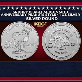 Snoopy Beagle Scouts 50th Anniversary Peanuts Style - 1 oz Silver Round Round